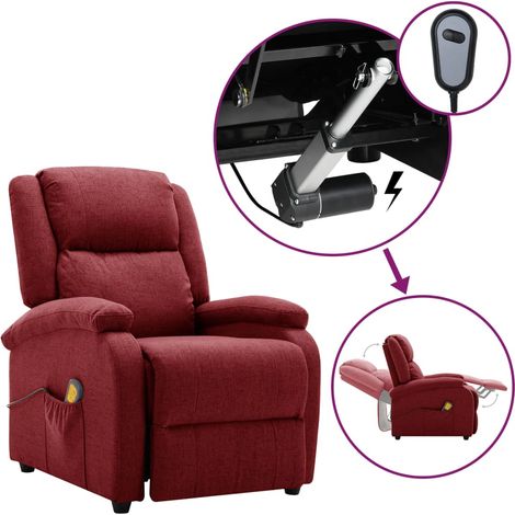 Fauteuil de massage inclinable électrique Rouge bordeaux Tissu 3 (1/5)