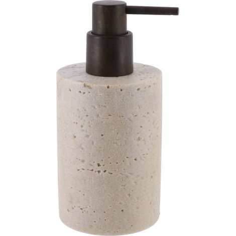Seifenspender aus polyresin 320ml in travertin-optik - natürlich - Tendance