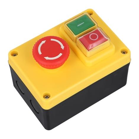 Interrupteur électromagnétique à bouton 16A 250V Bouton Interrupteur pour scie à table et machines d’atelier Arrêt/Démarrage de la machine Utilisé dans les machines/équipements