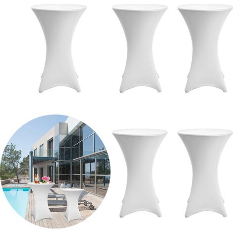 Hengda Set di 5 copritavolo bianchi per tavolo pieghevole alto 105 cm.Bianco. Ø 80-85 cm (1/5)
