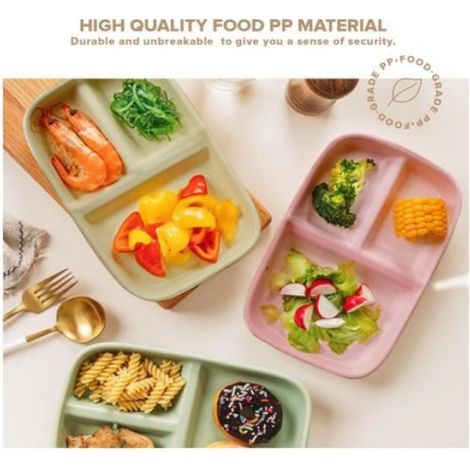 Lot De 4 Assiettes Plates DiviséEs, 27cm Haute Qualité ContrôLe Des Portions Assiettes De Pique-Nique En Plastique Incassables (1/4)