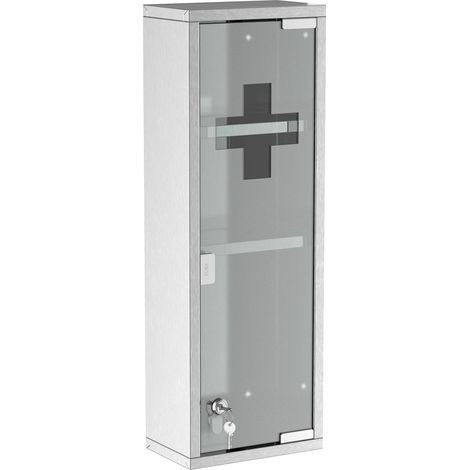 Botiquín Botiquín Primeros Auxilios Vidrio Esmerilado Acero Inoxidable Plata 20X12X58Cm