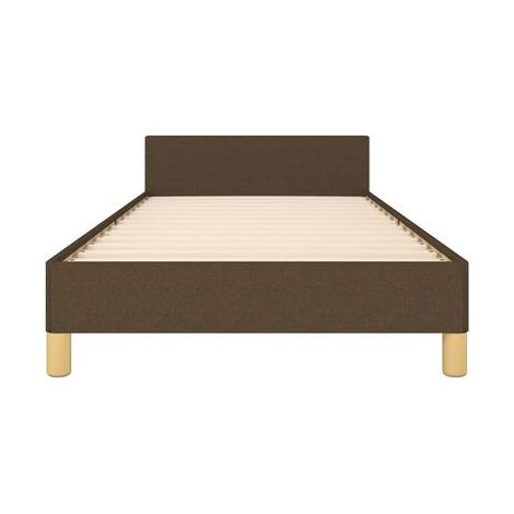 Cadre de lit marron foncé (sans matelas), 80 × 200 cm, tissu, tissu doux et respirant, meuble de chambre, design contemporain, montage facile (1/5)