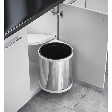 Poubelle encastrable sous évier 15L Hailo AS Mono Coloris - Inox / Blanc (1/4)
