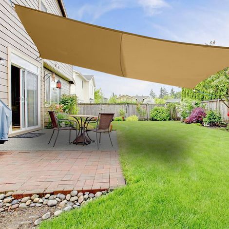 Greenbay Sun Shade Sail Garden Patio Yard Party Sunscreen Awning Canopy 98% UV Block Rectangle Sand 5x4m (1/4)
