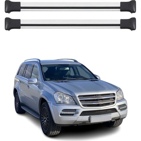 OMAC Barres de toit en aluminium pour Mercedes Classe GL X164 2006-2012 – TÜV / DIN 75302:2019 – Charge max 75 kg – 2 barres Argent (1/4)