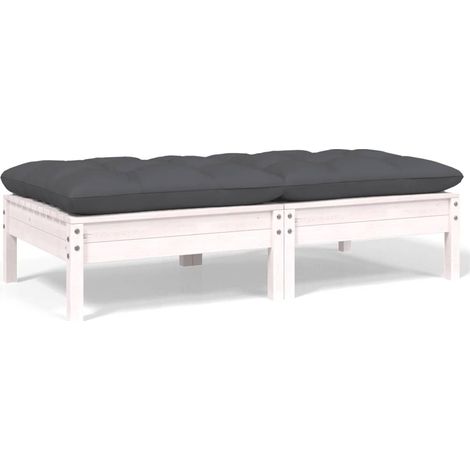 Canapé de jardin 2 places et coussins,Canapé d'extérieur,Banquette / Sofa / Divan de jardin Blanc Bois de pin solide MEMV634029 (1/5)