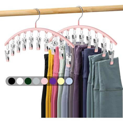 Étendoir à linge rose 3717cm 2 ceintures antidérapantes en acier inoxydable 10 clips pour suspendre des chaussettes (1/5)