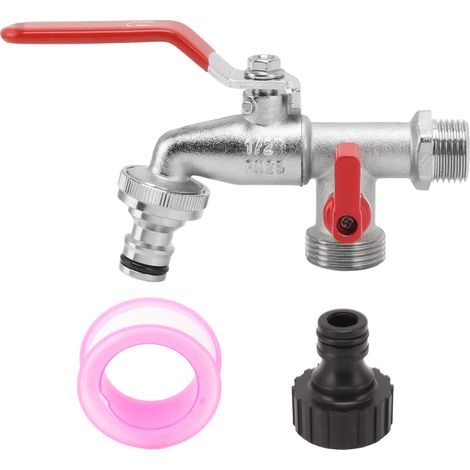 Rubinetto per lavatrice – sdoppiatore per tubo da giardino – antiruggine e antigelo – nucleo in rame – interruttore indipendente – autolavaggio / fiori