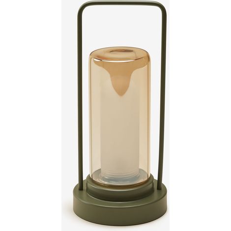 SKLUM Kabellose LED-Tischlampe für den Außenbereich aus Eisen und Glas Sorlix Tiefes Grün Olive                                  