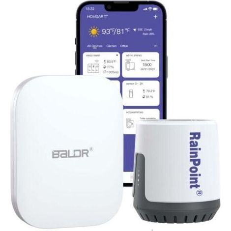 Pluviomètre numérique Wi-Fi sans fil – Surveillance des précipitations en temps réel – Portée 120 mètres – Application HomGar incluse – Abysse (1/4)