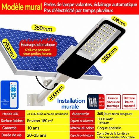 Lampadaire solaire LED d'extérieur 12W étanche pour jardin et cour 12w 1 kg – Livraison gratuite