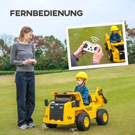 Pelle électrique pour enfants, camion-benne Caterpillar, vitesse 3-5 km/h, avec télécommande, convient aux enfants de 3 à 6 ans, jaune. (1/5)