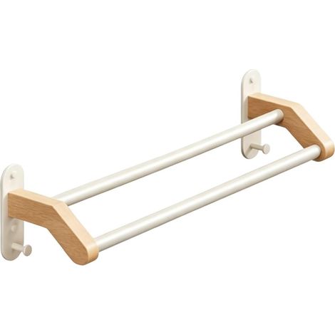 Porte-serviettes double en bois résistant à l'eau et à la rouill 50 cm (1/5)