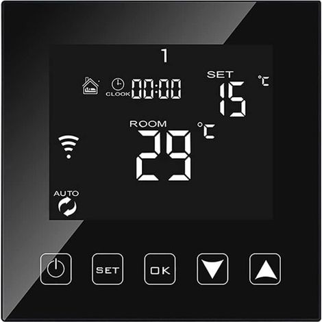 Intelligent Thermostat WiFi Connecté pour Chaudiere/Chauffage au Sol à Eau 3A Filaire Alexa/Google Assistant/Tuya Smart Life APP Compatible, Thermostats d'ambiance Programmable Chaudière Noir