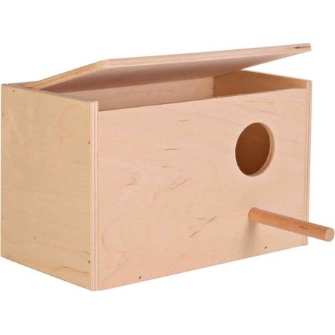 Trixie Caseta para pájaros de madera natural con techo abatible