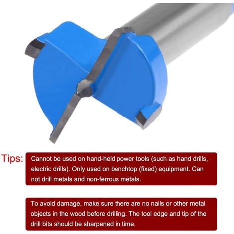 Forstner Forets 21 mm, ouvre-tarière en carbure de tungstène pour scie cloche à bois, perçage de trous de charnière pour le travail du bois (bleu, gris) (1/4)