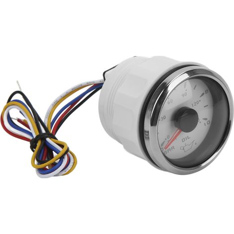 Manomètre de pression d'huile à aiguille 52 mm/2 pouces 10-184 Ω Rétroéclairage couleur Réglable Universel pour voitures et bateaux Blanc (1/5)
