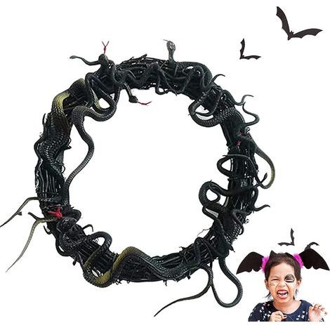 Guirlande de serpent en rotin noir guirlande de serpent simulée d'horreur Halloween scène effrayante faveur de fête/accessoires de décoration (1/2)