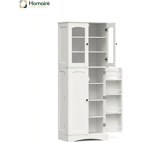 Colonnes de rangement blanc avec étagères en blanc bois 60 x 40 x 162 cm HOMAIRE (1/5)