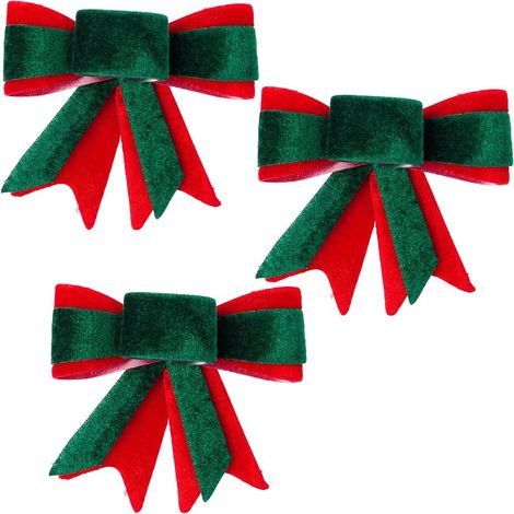 Fiocco decorativo natalizio in velluto, 10,5x11 cm, 3 pezzi. (1/5)