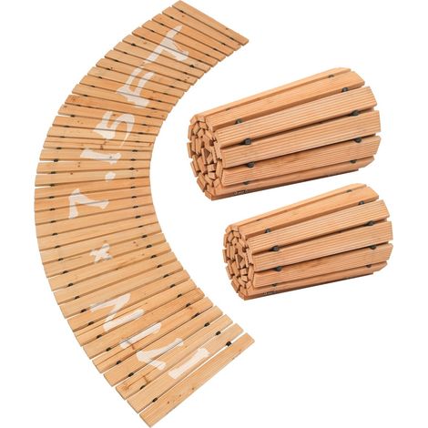 Chemin de Jardin en Bois, 218x43 cm, Allée de Jardin Incurvée Déroulante Antidérapante Décorative en Cèdre avec Connexion par Câble Métallique, pour Fêtes, Mariages, Cour, Terrasse, Extérieur (1/5)