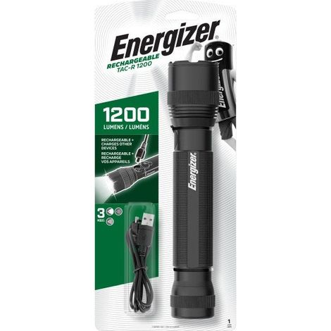 ENERGIZER 1200 lm schwarze wiederaufladbare 3-Modus-Taschenlampe ENERGIZER