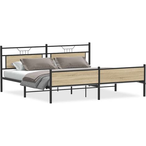 Maison Exclusive - Cadre de lit en métal sans matelas chêne sonoma 200x200 cm (1/5)