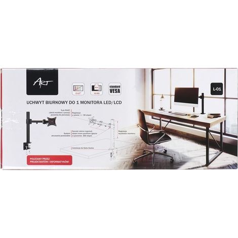 Supporto da scrivania ART L-01 nero per monitor 13-27 pollici