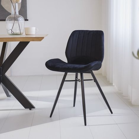 Beau Chaise de Salle à Manger Velours Noir - Sans Accoudoirs (1/5)