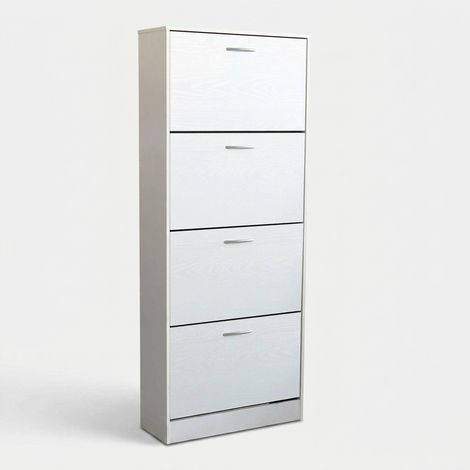 Platzsparender Schuhschrank aus Holz mit 4 Türen Wendy - Weiß (1/5)