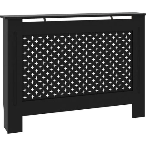 Cache-radiateur noir, dimensions 112x19x81,5 cm, panneau de fibres de moyenne densité. (1/5)