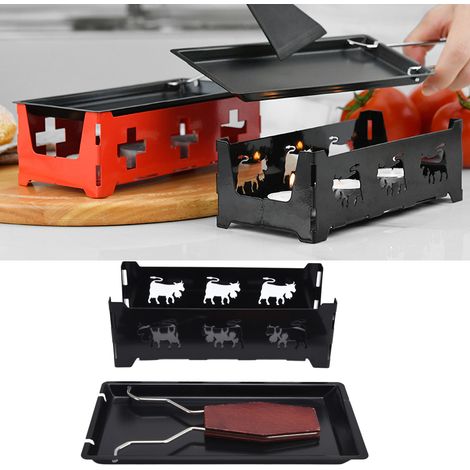 Mini parrilla raclette con mango negro, fuente rectangular para hornear, herramienta para hornear queso (1/5)