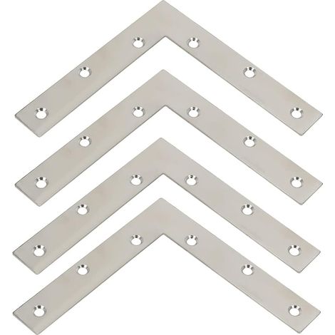 4 Équerre De Fixation, Acier Inoxydable Brossé, Forme L 150mm, Pour Rayonnages Et Meubles (1/5)