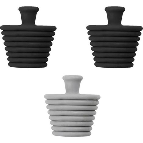 Pièces - Bouchon d'Évier - Bouchon d'Évacuation - Siliconen - 4,54,52,9 cm - Zwart, Grijs - Bouchon de Baignoire - Bouchons d'Évacuation - Accessoires de Baignoire - Pour évier, baignoire, évacuation, (1/5)