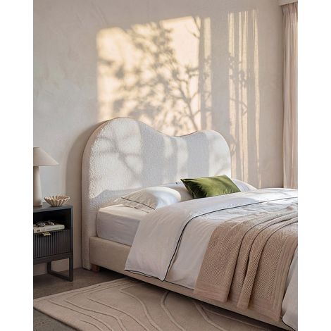 Tête de lit 180 cm - Tissu bouclette - Blanc - VORIOTA (1/4)
