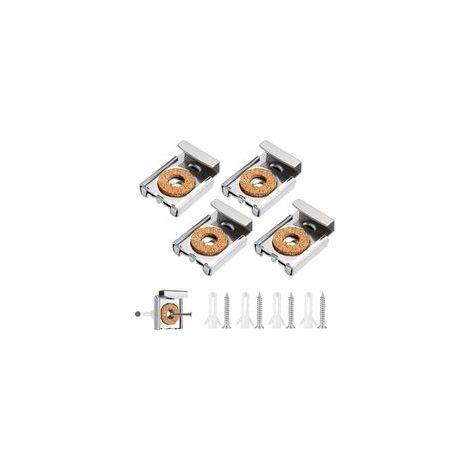 Fixation Miroir,4 Pièces Supports de Miroir,Fixations de Miroir Sans Cadre avec Chevilles et Vis pour Suspensions de Fixation de Miroir ou Verre (1/5)