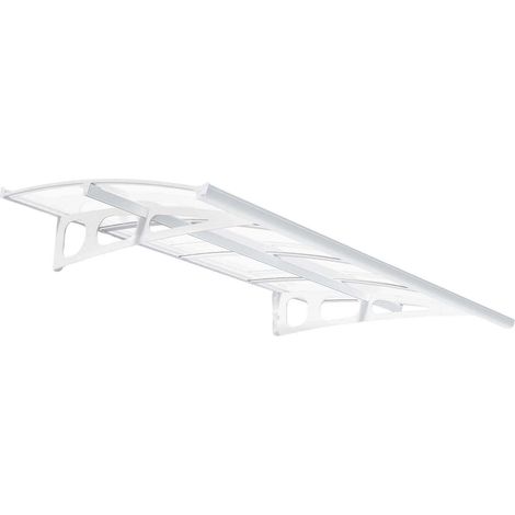 Palram – Marquise de porte Bordeaux 223,5 x 140 cm – Structure en aluminium laqué blanc – Panneau acrylique résistant aux UV – Protection intempéries