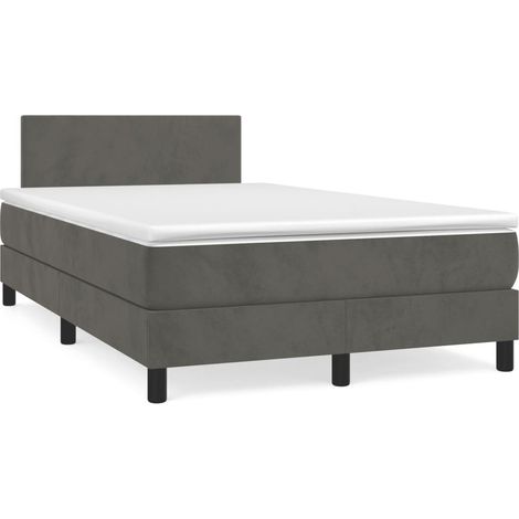 Boxspringbett mit Matratze Dunkelgrau 120x190 cm Samt