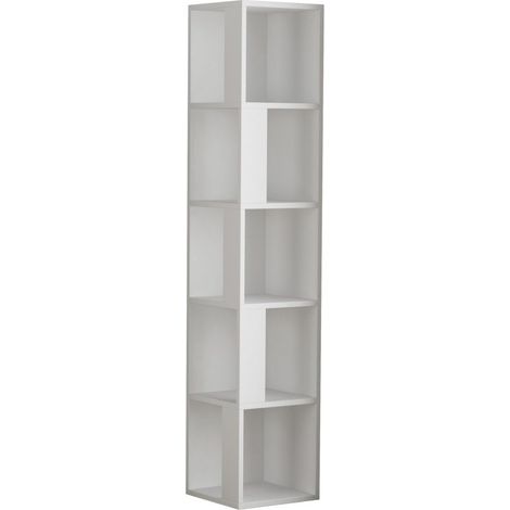 CALICOSY - Etagère d'angle 5 tablettes blanc H161 cm - Piano (1/3)