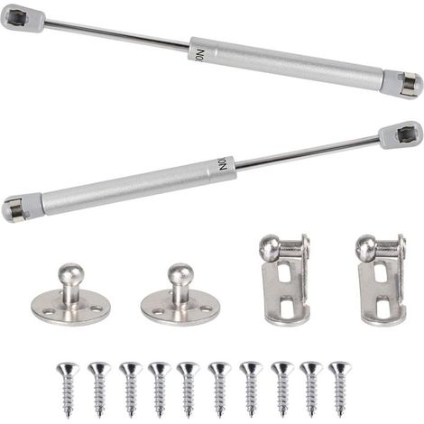 2pcs Ressort À Gaz 100n Vérins À Gaz Hydraulique Bras Pneumatique Pour Levage Amortisseur À Gaz 90 Degres Avec Vis Charnière Porte Placard Pour Ouverture Douce Armoire Meuble Cuisine - 265mm (1/5)