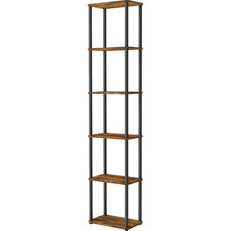Montage Ultra-rapide Sans Outils, Étagère à 6 Niveaux, Étagère de Rangement, 23,8 x 38 x 173,4 cm, Marron et Noir (1/5)