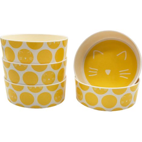 Bol pour animaux de compagnie Fournitures pour chat Assiette de nourriture pour chat Bol pour chat Protège-cou Bol pour chien(jaune) (1/5)