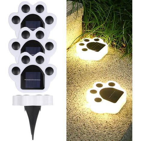 Lot de 4 lampes solaires de jardin, lampes solaires de sol, lampes solaires d'extérieur à LED rechargeables en forme de patte, éclairage de chemin pour pelouse, terrasse et jardin. (1/5)