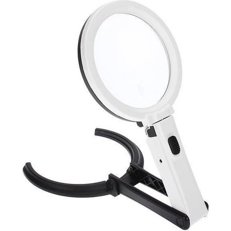 10Led Lampe Loupe de Table Optique Pliable Travail Grossissement 2X 5X Magnifier 110-240V Prise Eu - LREUXN-A34130 (1/4)