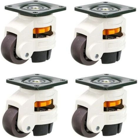 4 Pcs Furniture Castors, Swivel Castors, Retractable Levelling Castors 60F, Nylon and Aluminium Alloy, Load Capacity 250 kg per Castor (1/5)