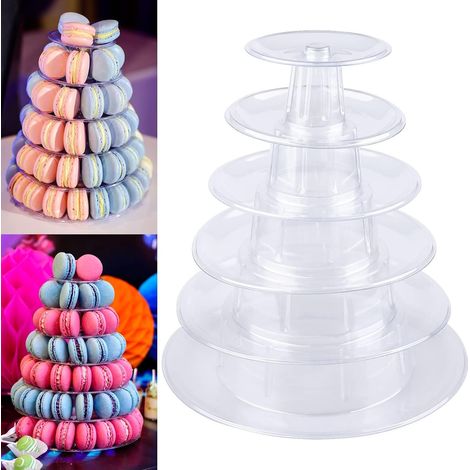 Présentoir à Gâteau Rond,Support Macaron,Présentoir à Macarons,Pyramide Macarons,,Support gâteau Dessert pour fête,pour Anniversaire Fête Mariage Gâteaux de Célébration (1/5)