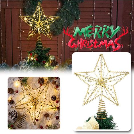 Weihnachtsbaumspitze Stern mit LED-Lichterkette, Glitzernde Weihnachtsbaumspitze Sternlampe für die Weihnachtsdekoration (1/5)