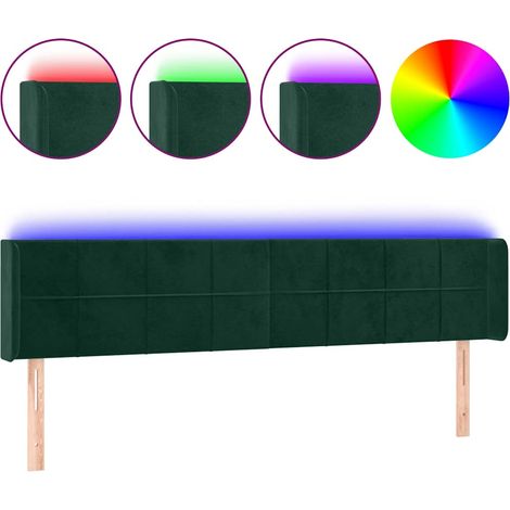 Maison Exclusive - LED Kopfteil Dunkelgrün 203x16x78/88 cm Samt (1/5)