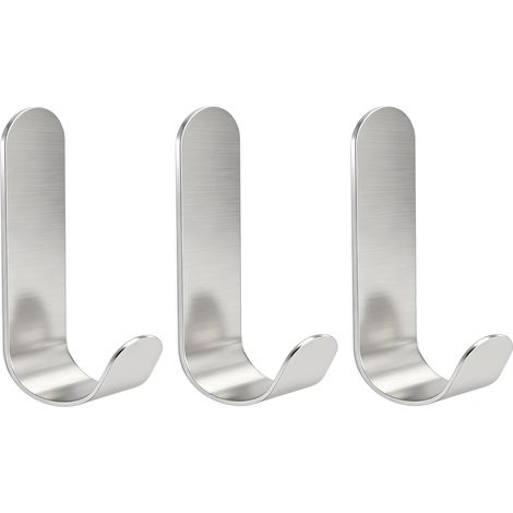 17 ganchos de pared plateados en forma de J, adhesivos, no requieren perforación, buena sujeción en superficies lisas. (1/5)